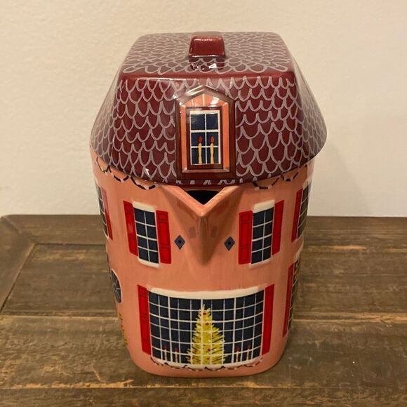 NWT ANTHROPOLOGIE Christmas Chalet Teapot Holiday House Pink Red - Picture 7 of 7